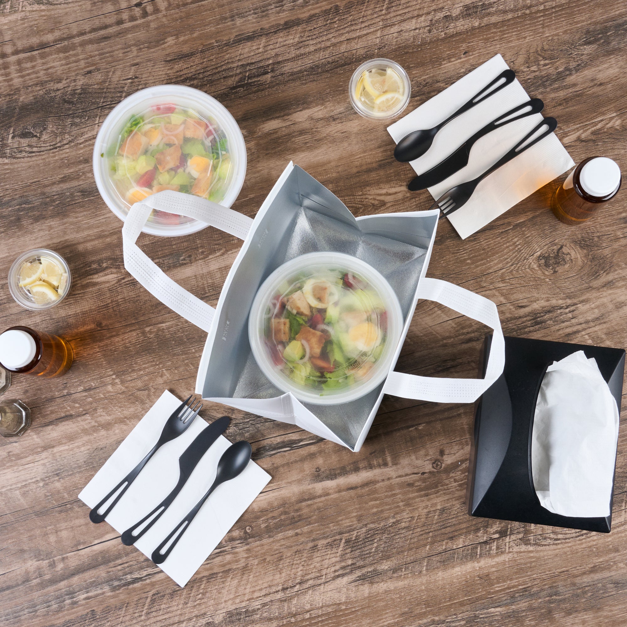 White Insulated Take Out Bags - Tamper Evident Food Delivery Bags (10.25