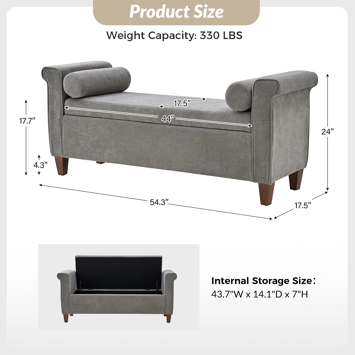 Gabino Traditional Style Storage Bench - Multipurpose Entryway, Living Room, Bedroom Seat with Storage - Perfect for Home Decor & Organization