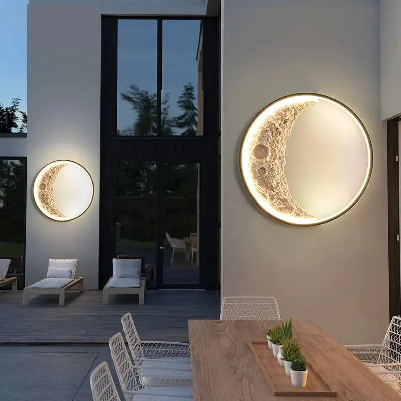 Waterproof Outdoor Moon Wall Light - Solar Powered LED Garden Decor for Patio, Yard, and Landscape Lighting - Perfect for Backyard, Pathway, and Exterior Home Decoration