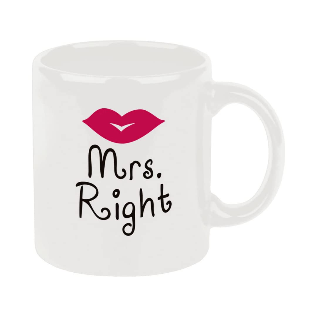 Mrs. Right Ceramic Coffee Mug - Handmade Funny Coffee Cup for Women - Dishwasher & Microwave Safe Unique Gift - Perfect for Office, Home & Gifts