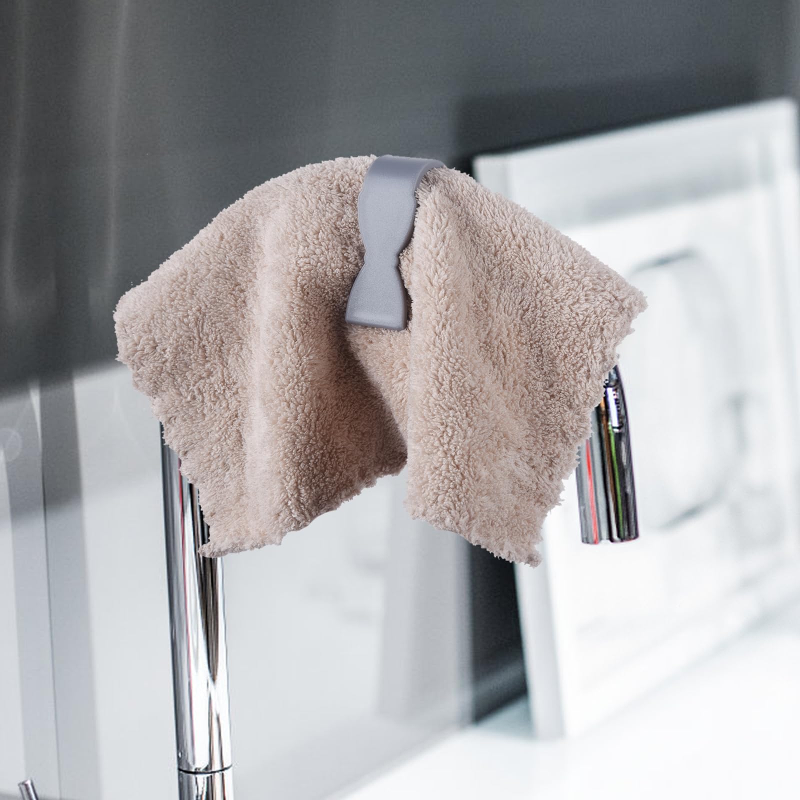4 Pack Towel Clips for Kitchen & Bathroom - Secure Towels on Oven Handle, Dishwasher, Stove & Rack - No More Falling Towels - Perfect for Cooking, Cleaning & Home Organization