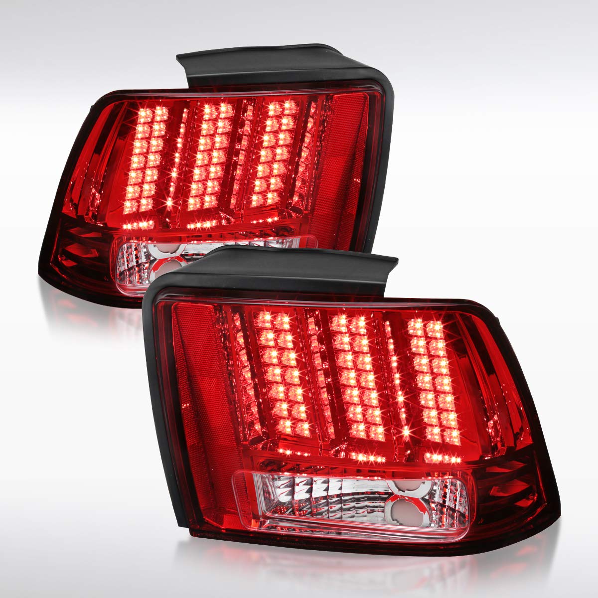 AUTOZENSATION Red Sequential LED Tail Lights for 1999-2004 Ford Mustang - Left & Right Pair Assembly - Upgrade Your Ride with Stylish Lighting for Night Driving & Car Shows