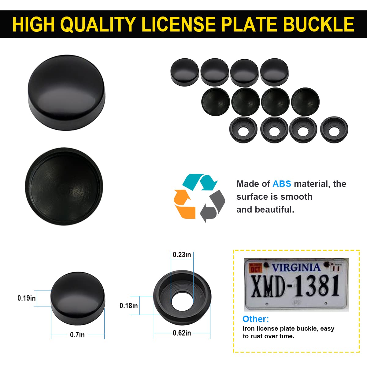 Black Anti-Theft License Plate Screws - Stainless Steel Car Tag Mounting Hardware Kit with Rustproof Screws, Caps & Nuts for Secure Locking License Plate Frames & Covers | Perfect for Theft Protection & Vehicle Security on Cars, Trucks & SUVs