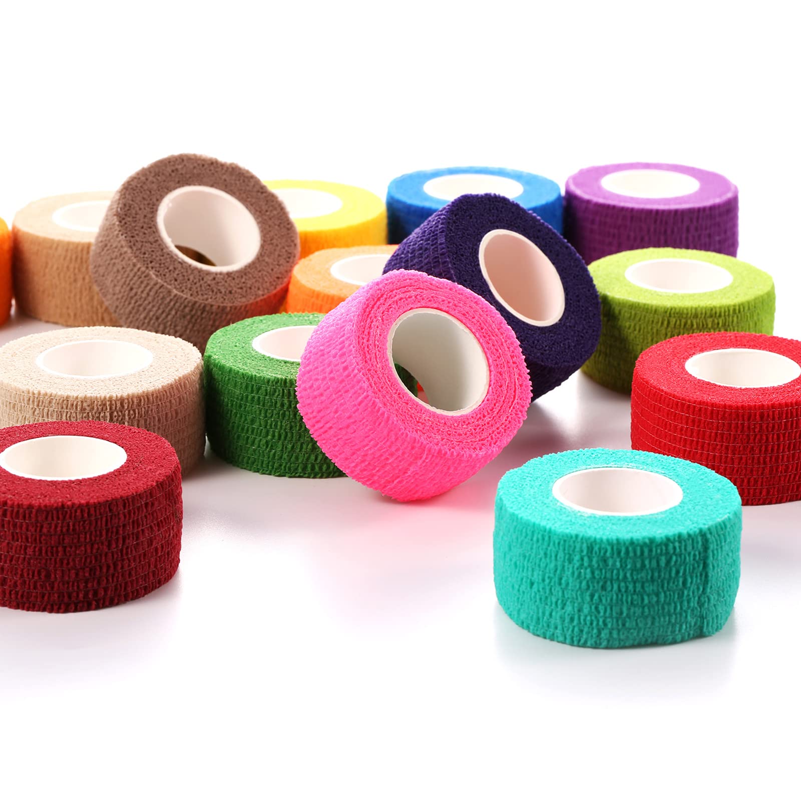 24 Pack Self-Adhesive Cohesive Wrap Bandages - 1 Inch x 5 Yards Elastic Athletic Tape for Sports, Wrist & Ankle Support - First Aid, Gym, Running & Injury Recovery
