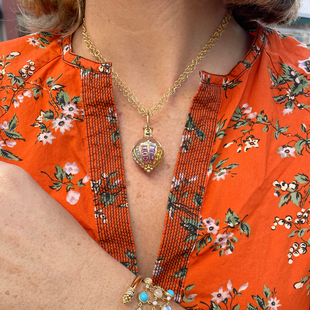 Temple St. Clair Rainbow Row Amulet Necklace - 18K Gold Plated Charm Pendant for Women - Perfect for Everyday Wear, Gift Giving & Special Occasions