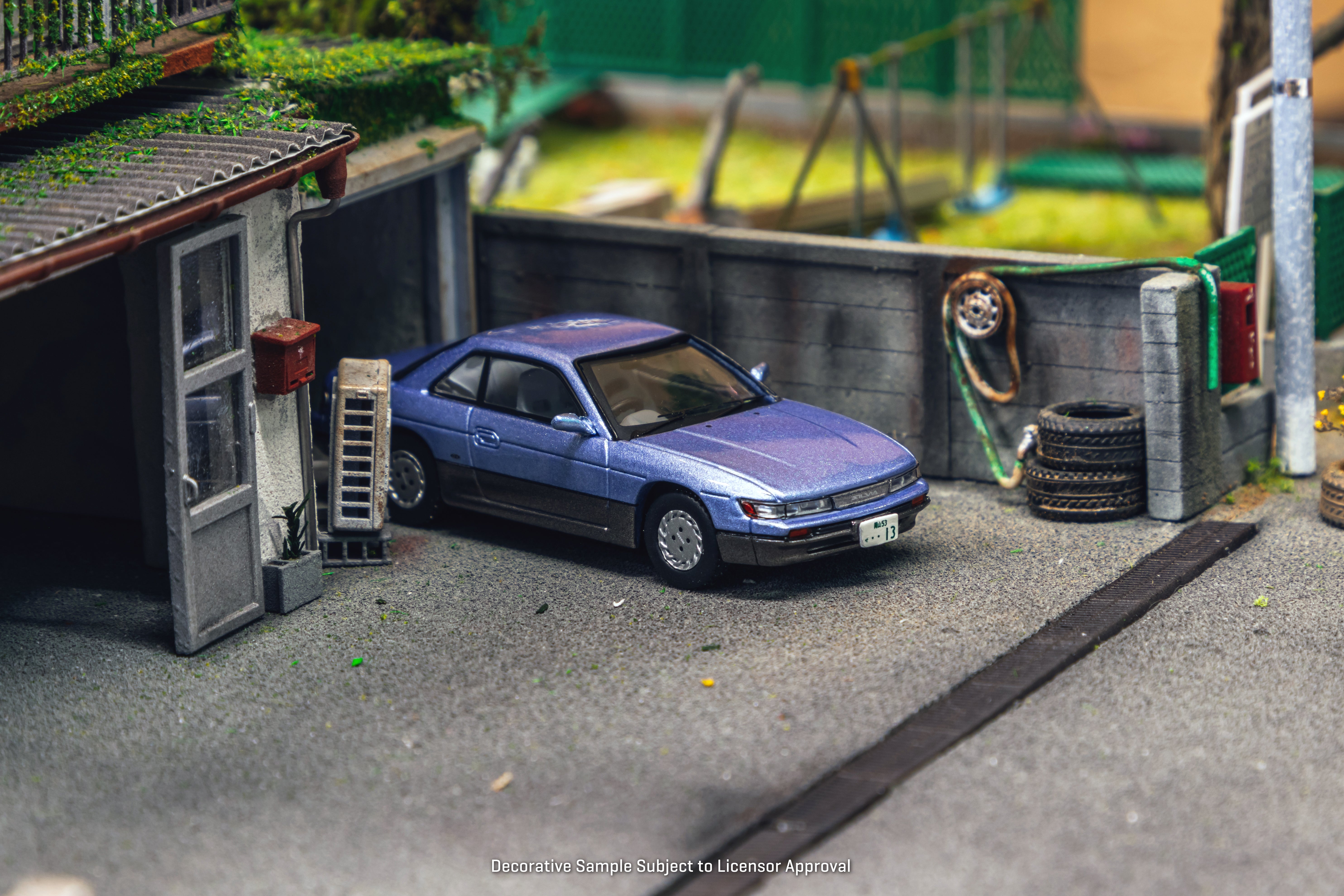 J Collection 1/64 Scale Nissan Silvia S13 Diecast Model Car - Blue & Grey Color - GLOBAL64 Series - Perfect for Collectors, Display & Racing Enthusiasts