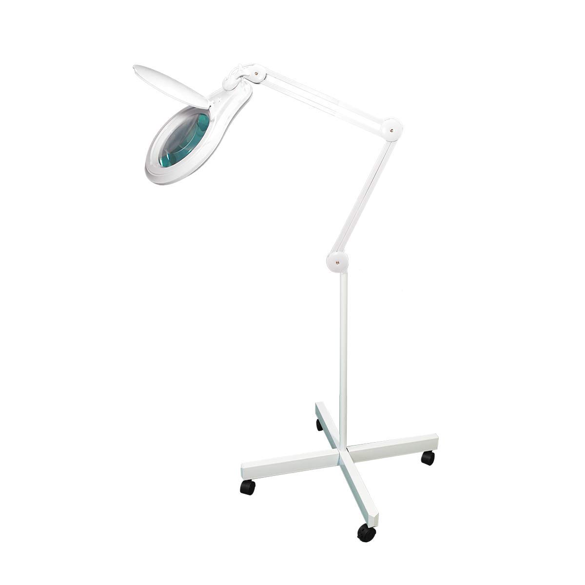 BoliOptics Professional LED Magnifying Lamp with Glass Lens - 5 Diopter, Dimmable 1200 Lumens, 5600K-6000K Daylight, 60 SMD LEDs on Rolling Floor Stand - Perfect for Jewelry Making, Watch Repair, Crafts & Reading