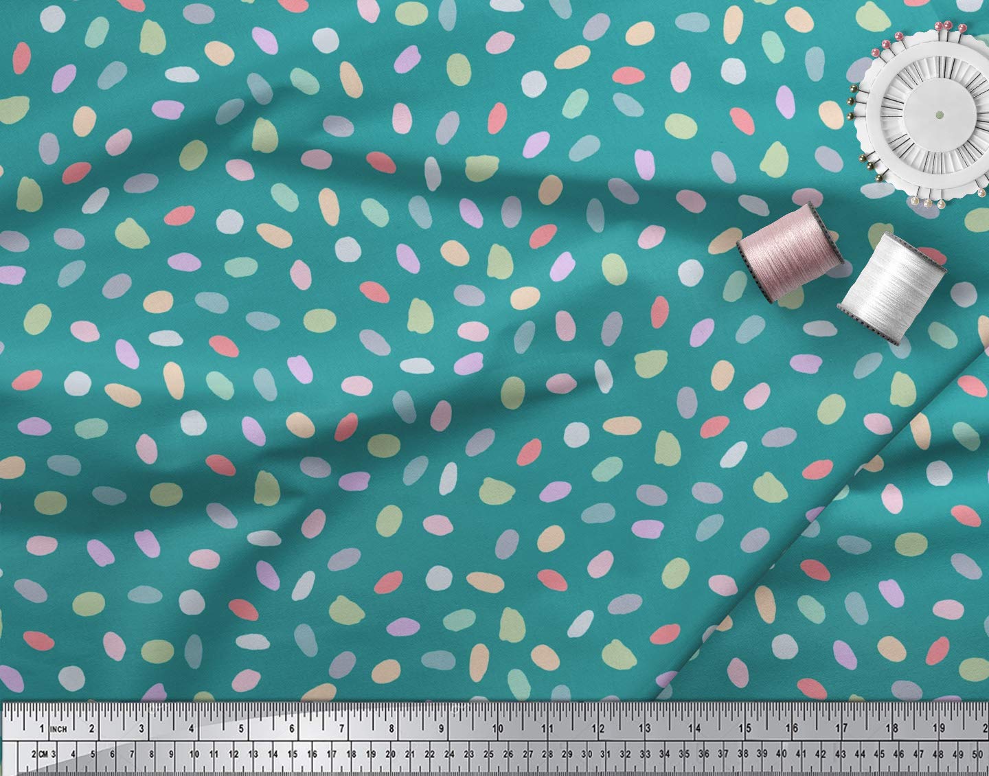 Soimoi Moss Georgette Green Fabric by The Yard - 42 Inch Wide Brush Stroke Abstract Printed Textile for Dresses, Scarves & Home Decor | Artistic Floral Design Fabric for DIY Sewing Projects & Fashion Design