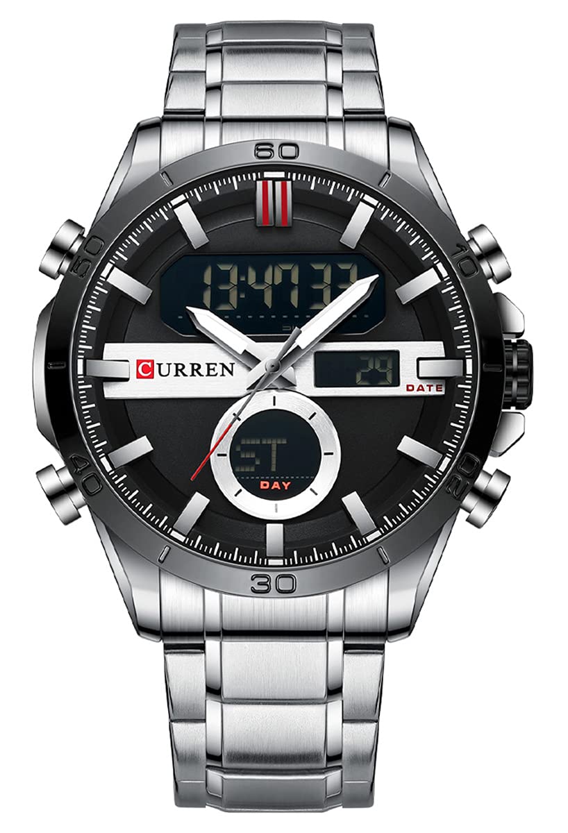 Reginald Men's LED Multi-Function Chronograph Waterproof Military Watch - Analog Digital Stainless Steel Business Watch for Outdoor, Sports & Office Use