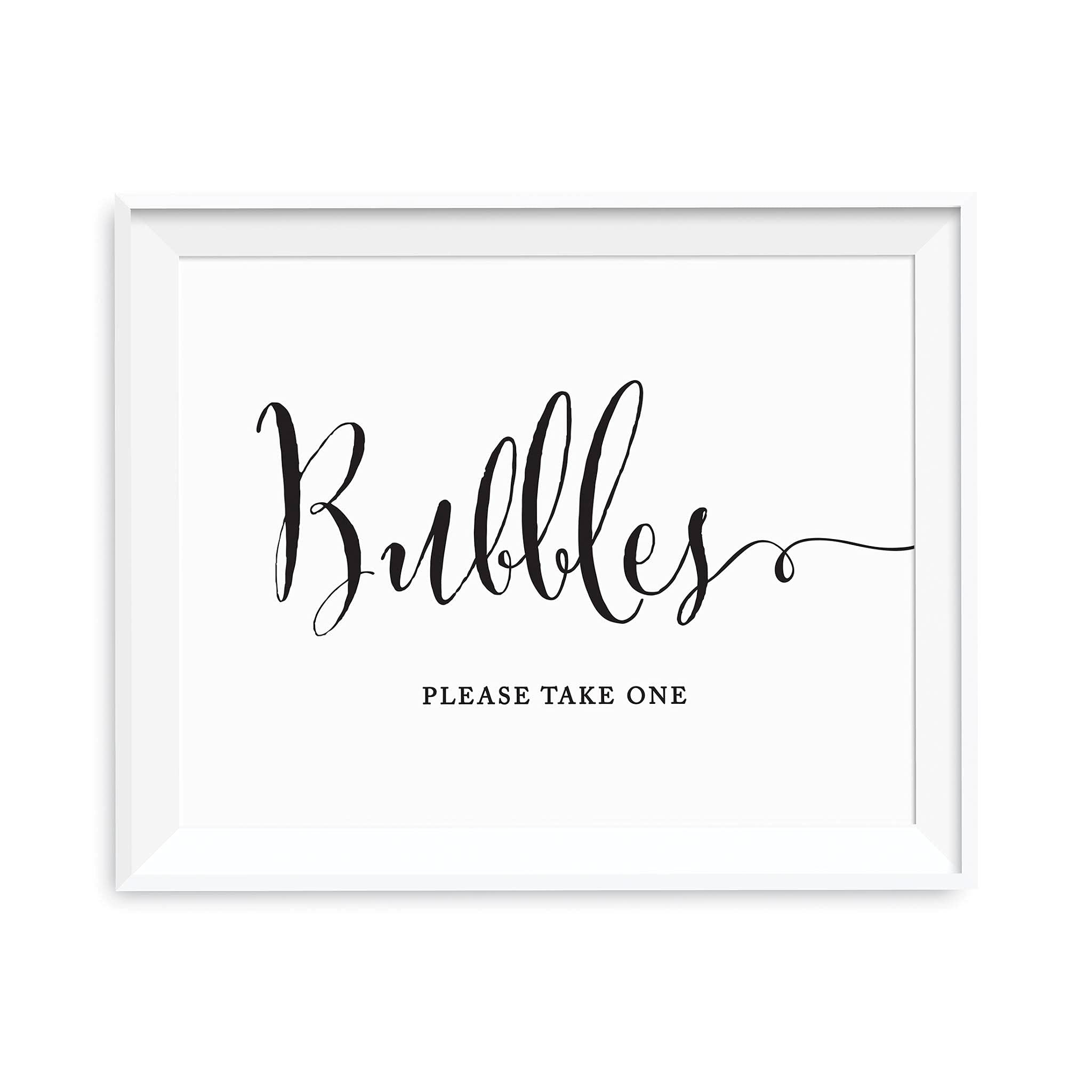 Elegant Andaz Press Wedding Party Sign - Black & White Formal Print, 8.5x11 Inch 'Bubbles Please Take One' Sign, 1-Pack - Perfect for Wedding Receptions, Bridal Showers & Anniversary Celebrations
