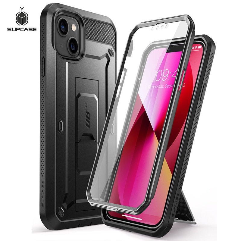 Durable iPhone 13 Mini Full Body Rugged Case with Holster & Kickstand - Shockproof Protection for Outdoor, Work & Active Lifestyle