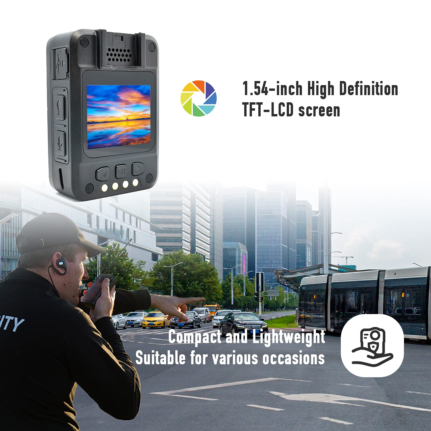 Professional M16 Body Worn Camera with Audio Recording - 1080P HD Police Body Mounted Camera, 48MP, 128GB Storage, Lightweight & Portable - Ideal for Law Enforcement, Security Guards & Night Patrols