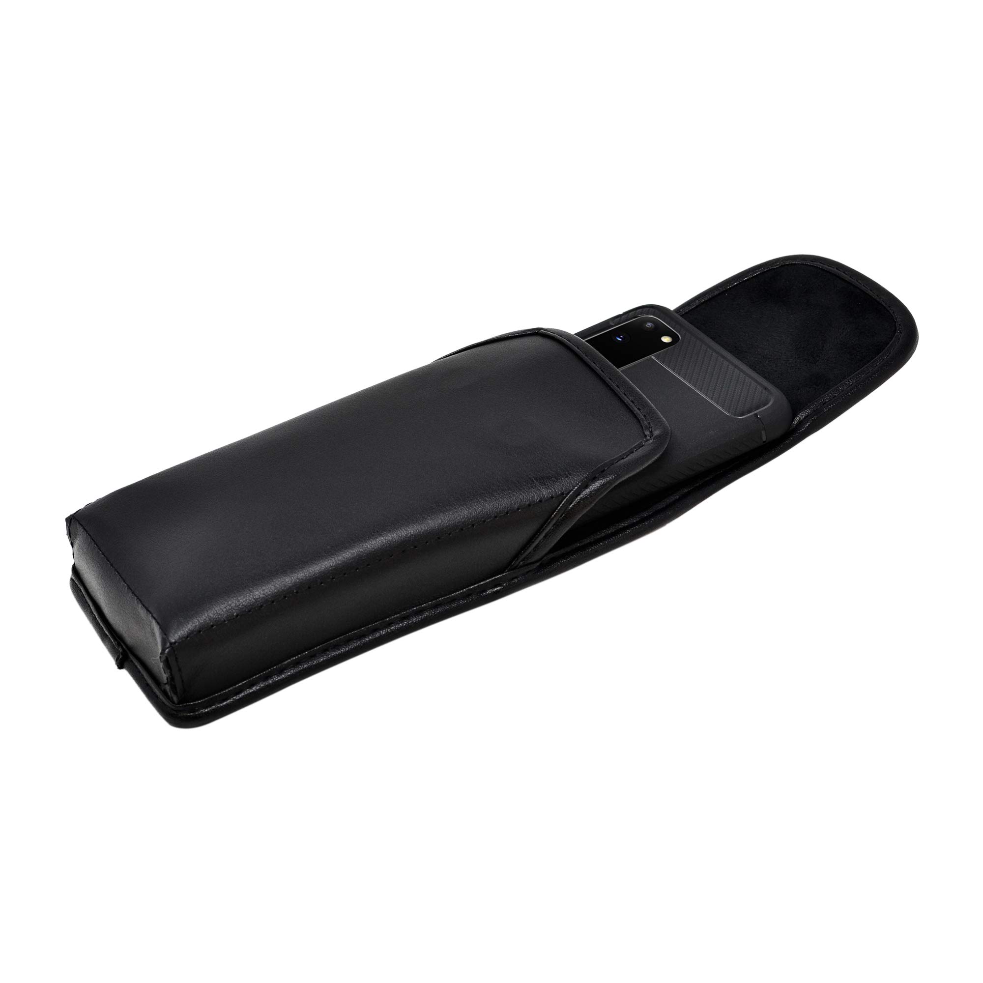 Premium Leather Phone Holster for Samsung Galaxy S25/S24/S23/S22/S21/S20 - Black Belt Clip Pouch with Magnetic Closure & Metal Clip - Compatible with Slim Cases | Perfect for Work, Outdoor Activities & Hands-Free Convenience