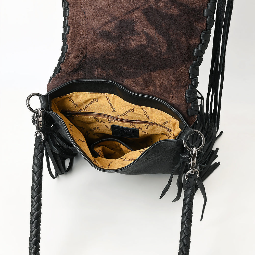 Genuine Western Leather Handbag for Women - Stylish Cowhide Purse with Crossbody Strap - Perfect for Casual Outings, Date Nights & Western Fashion