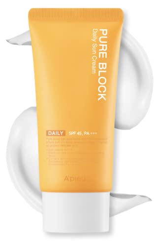 A'PIEU Pure Block Sunscreen SPF45 PA+++ 50ml - Lightweight, Reef Safe for Daily Use
