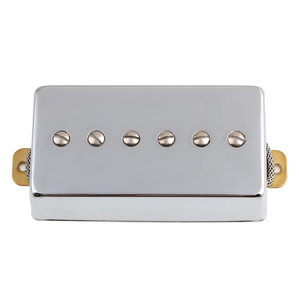 Alnico 5 Magnet Humbucker Sized P90 Electric Guitar Pickups - Chrome Cover for Neck & Bridge Position - Perfect for Blues, Rock & Jazz Guitar Upgrades