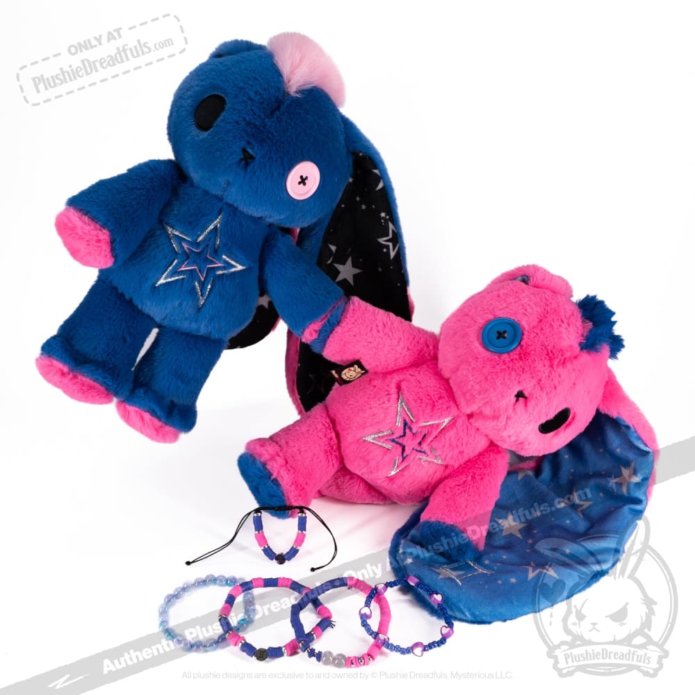 Plushie Dreadfuls Gemini Rabbit - Soft Stacking Friendship Bracelet for Zodiac Lovers, Best Friend Gifts & Everyday Wear