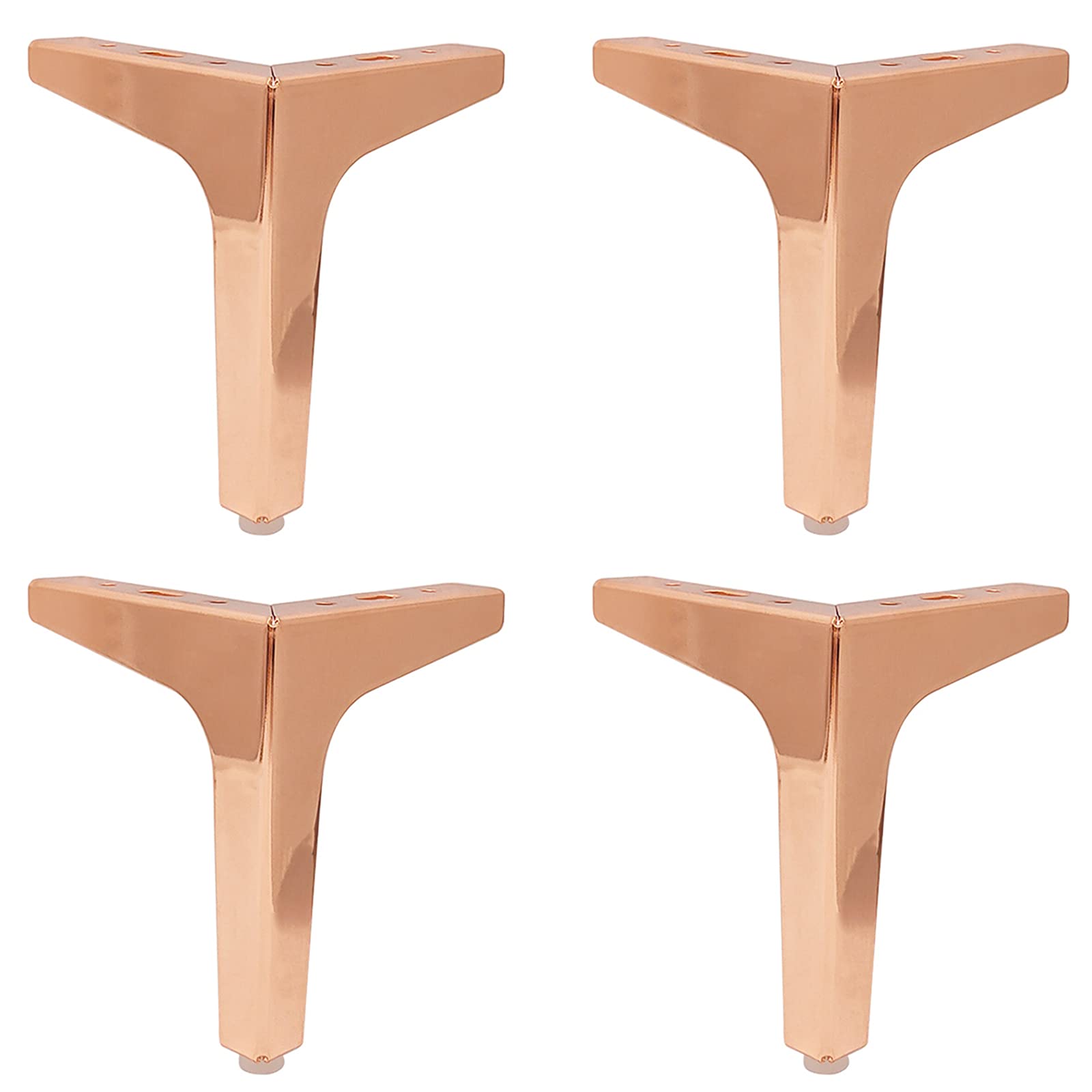 4 Pcs Rose Gold Metal Sofa Legs - Modern Diamond Triangle Furniture Feet for Cabinet, Cupboard, Chair, Coffee Table & Ottoman - 17cm Height with Screws - Perfect for Living Room, Bedroom & Office Decor