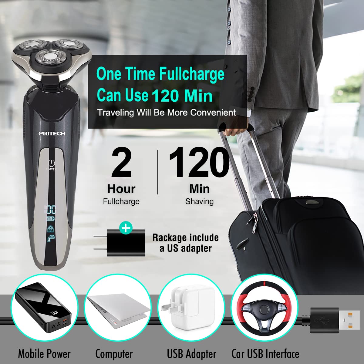 Best Electric Razor for Men - Rechargeable Waterproof Wet/Dry Shaver with Cordless Design | Perfect for Travel, Gym & Daily Shaving at Home