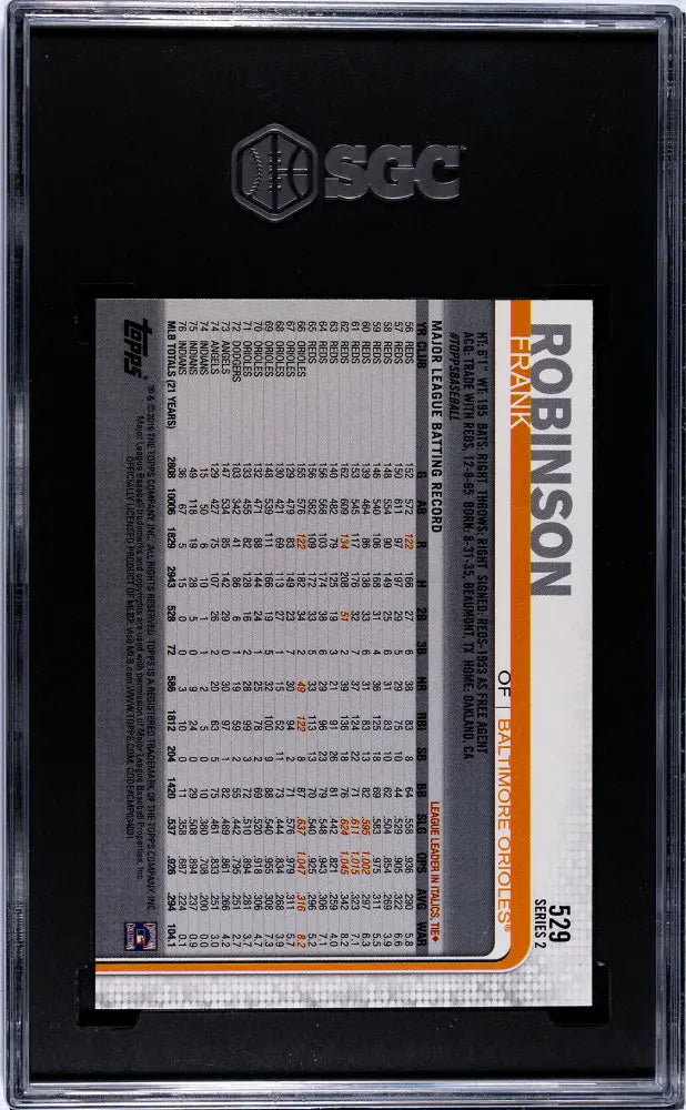 2019 Topps Baseball Card Frank Robinson #529 SGC 10 Graded - Rare Player Variation for Collectors & Sports Memorabilia Fans (Perfect for Display, Investment & Trading)