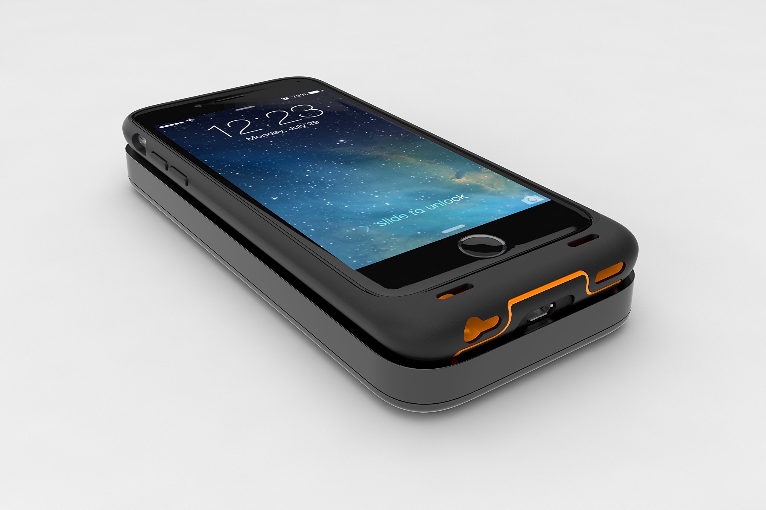 Dog & Bone Backbone Starter Pack - Wireless Charging Case for iPhone 6/6s with Qi-Certified Charge Pad (Black & Orange) - Perfect for Home, Office & Travel Charging