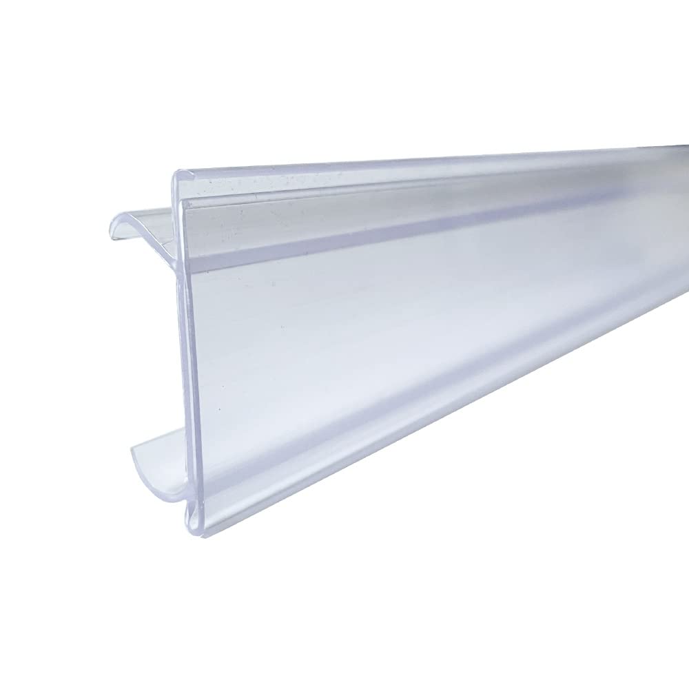 25 Pack Clear Snap-On Shelf Label Holders for Wire Shelves - 43