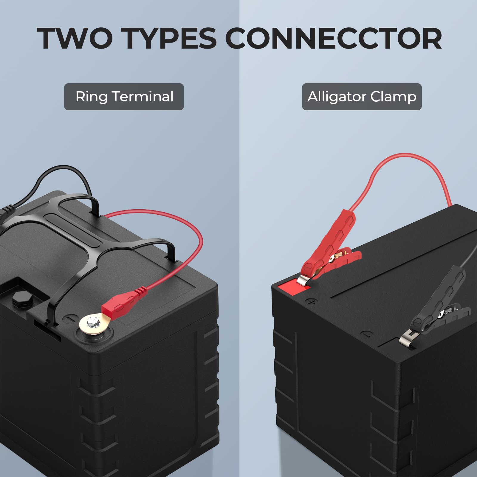 RoyPow 12V 3A Smart Battery Charger & Maintainer - Automatic Trickle Charger with Desulfator, Alligator Clamps & Ring Terminals - Perfect for Cars, Motorcycles, Boats & RV Batteries
