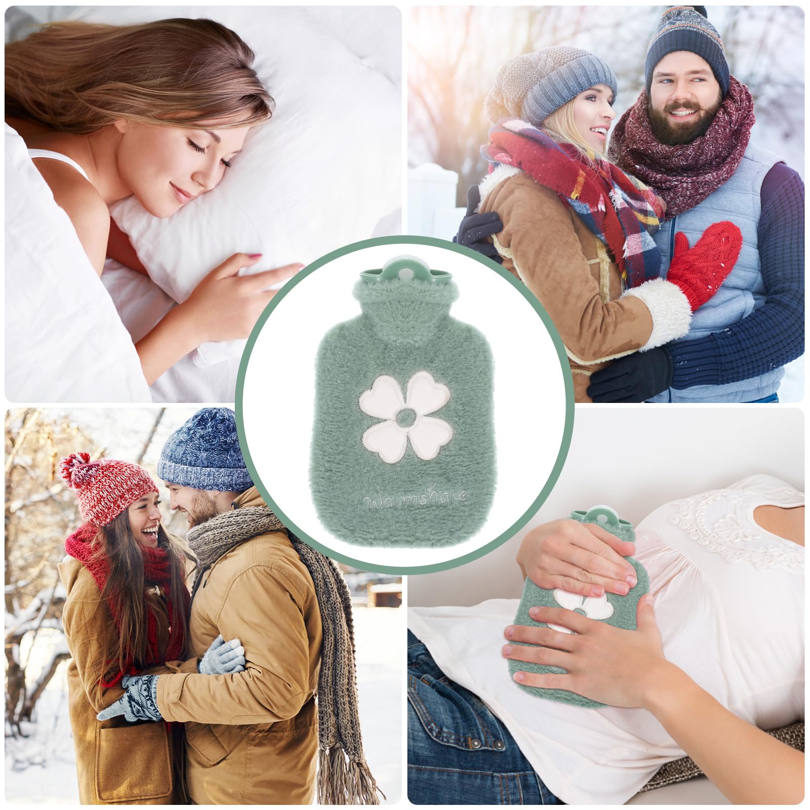 Premium 500ml Hot Water Bottle with Soft Faux Fur Cover - 2-in-1 Hot & Cold Therapy for Pain Relief - Leakproof Warm Water Bag for Women & Men - Perfect for Period Cramps, Back Pain & Winter Warmth (Green)