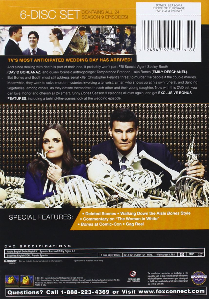 Bones: Season 9 DVD Box Set - Complete Episodes | Crime Drama TV Series | Perfect for Fans & Collectors | Great for Binge-Watching & Gift Giving
