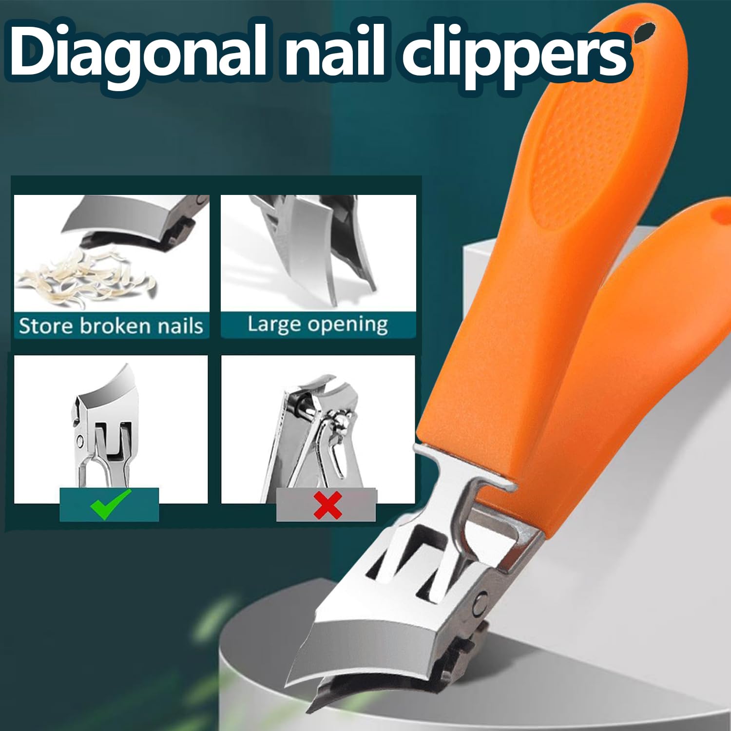 **Wide Jaw Slanted Nail Clipper for Men & Women – Anti-Splash Design, Ingrown Toenail Trimmer, Durable Black Nail Clippers – Perfect for Home, Travel, and Salon Use**