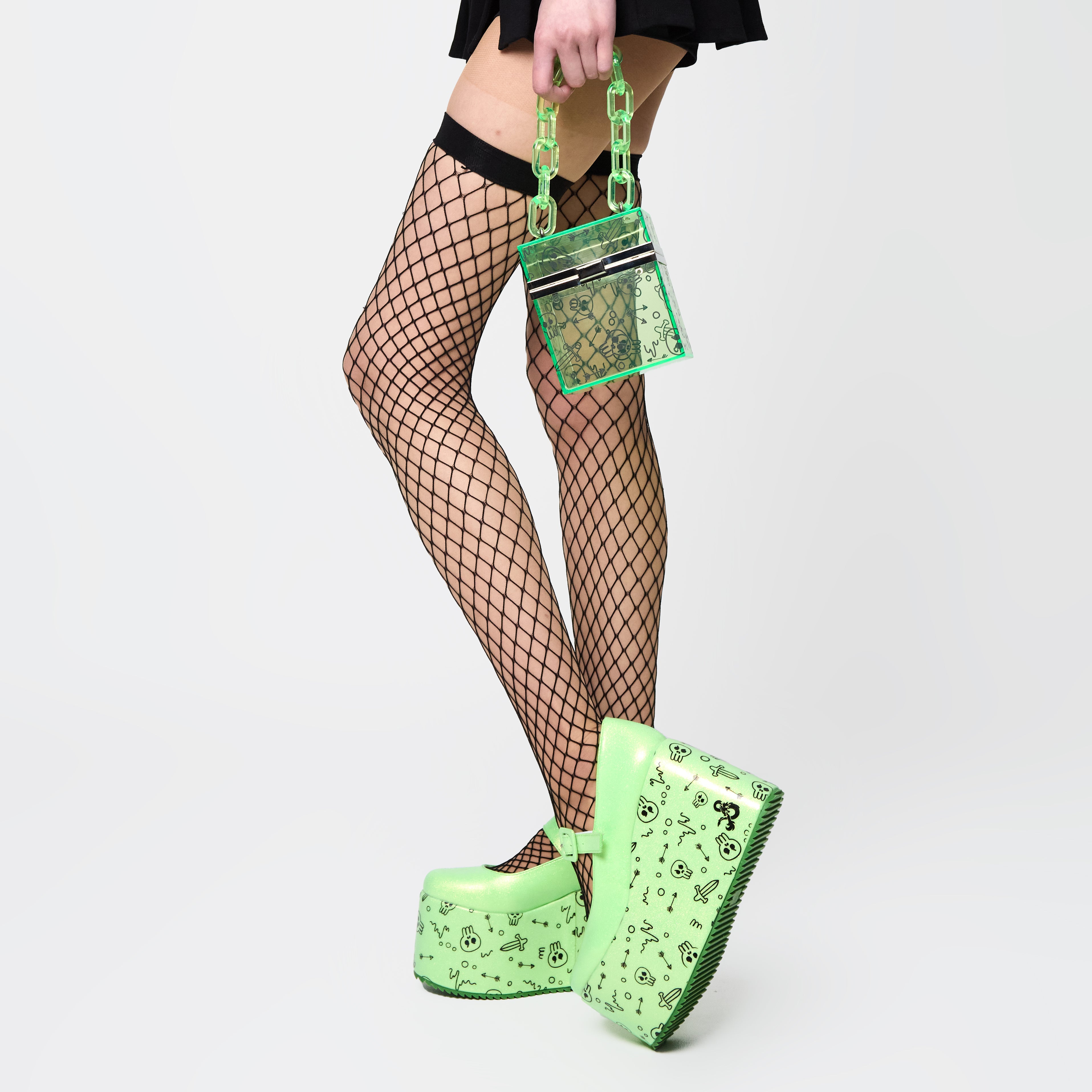 Glabagool Gelatinous Cube Wedge Mary Jane Shoes - Green | Cute & Comfortable Platform Shoes for Cosplay, Halloween & Fantasy Outfits