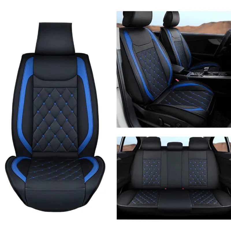 Premium 5-Piece Car Seat Covers Full Set for Kia Civic Corolla Hyundai Honda Camry CRV RAV4 Fusion - Black & Blue - Universal Fit for Sedans & SUVs - Perfect for Road Trips & Daily Commuting