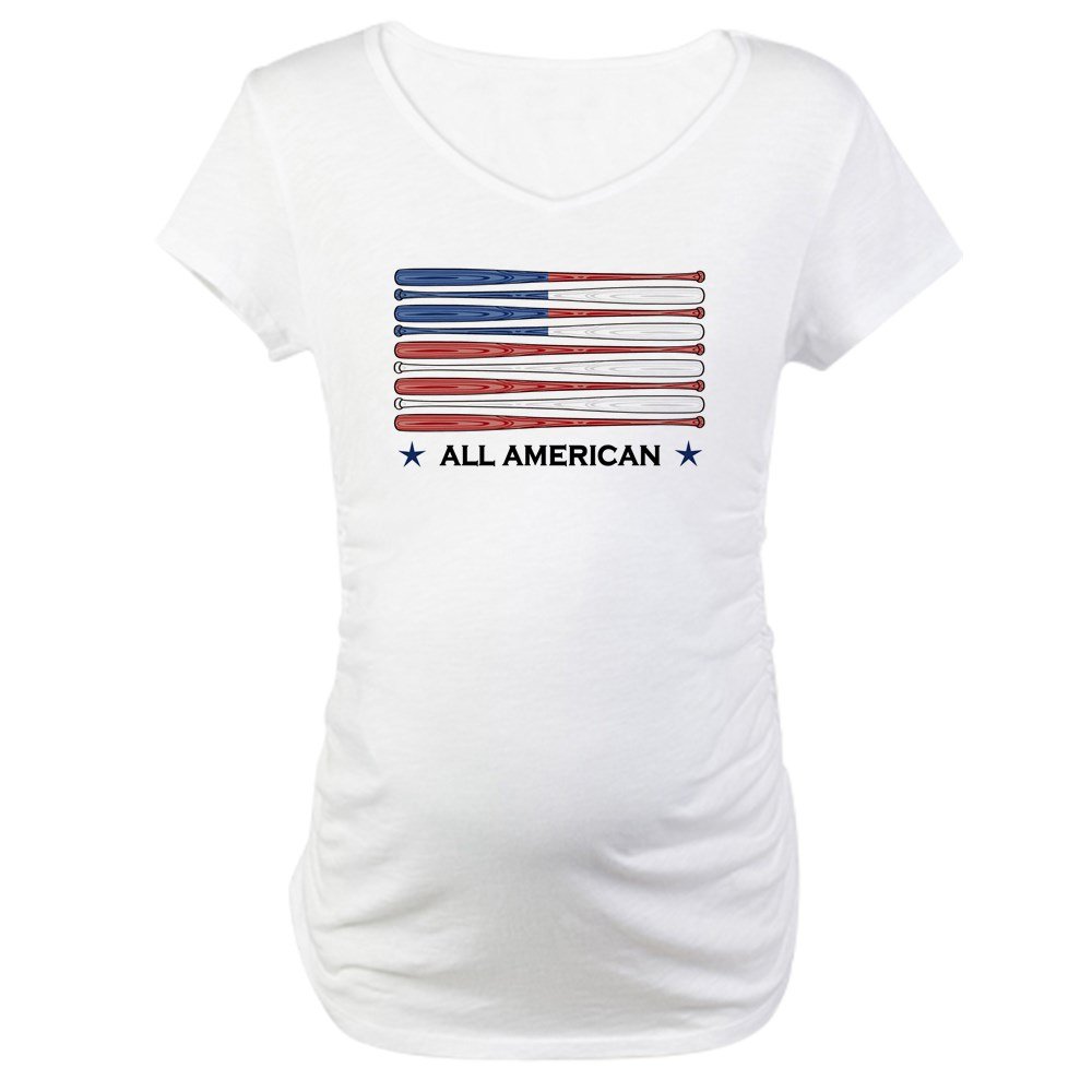 Baseball Flag Maternity T-Shirt for Pregnant Women - Comfortable Cotton Pregnancy Tee for Baseball Fans, Baby Showers & Game Day Outfits