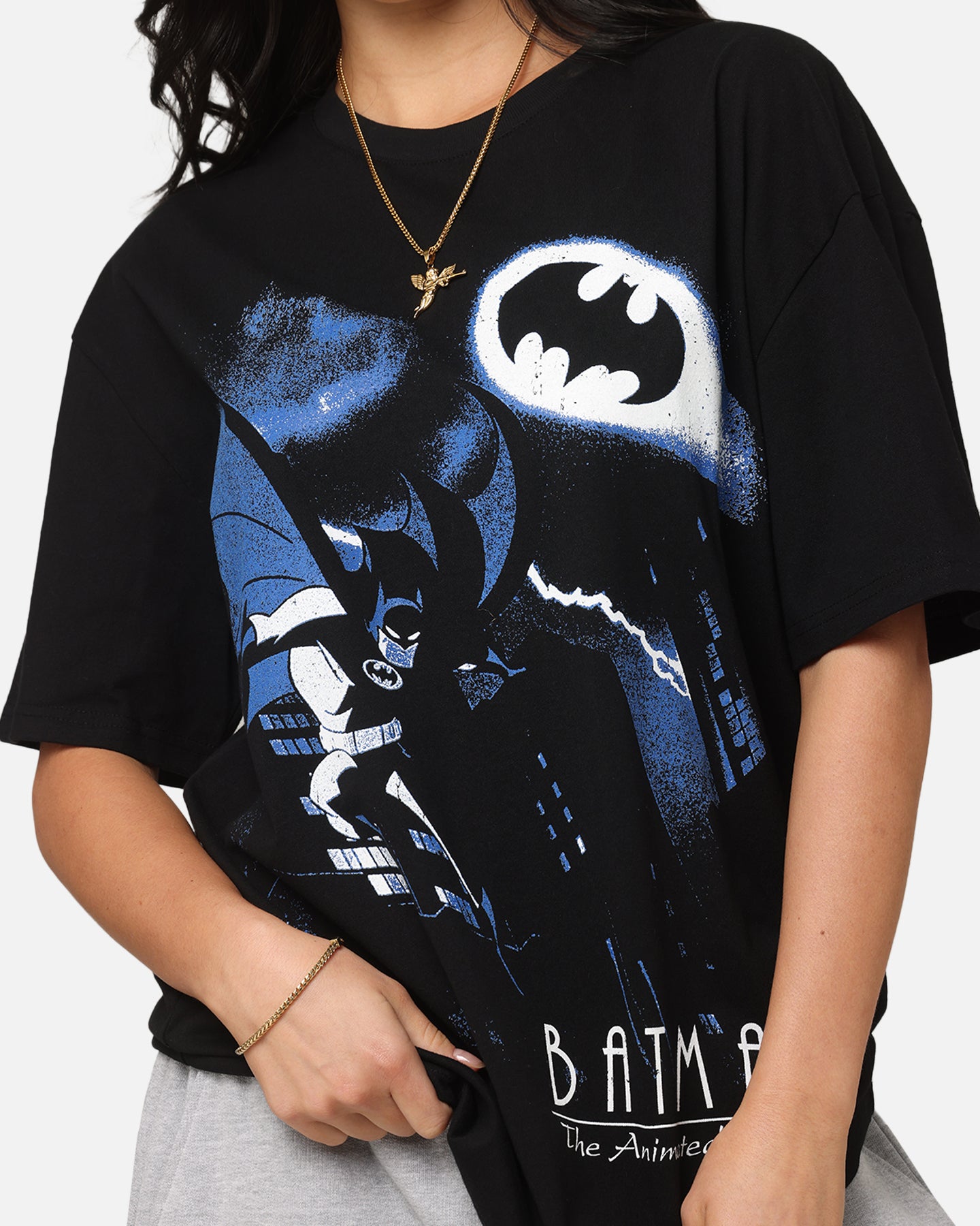 American Thrift DC Batman The Animated Series Heavyweight Cotton T-Shirt - Black Superhero Graphic Tee for Men, Casual Wear & Comic Con Cosplay