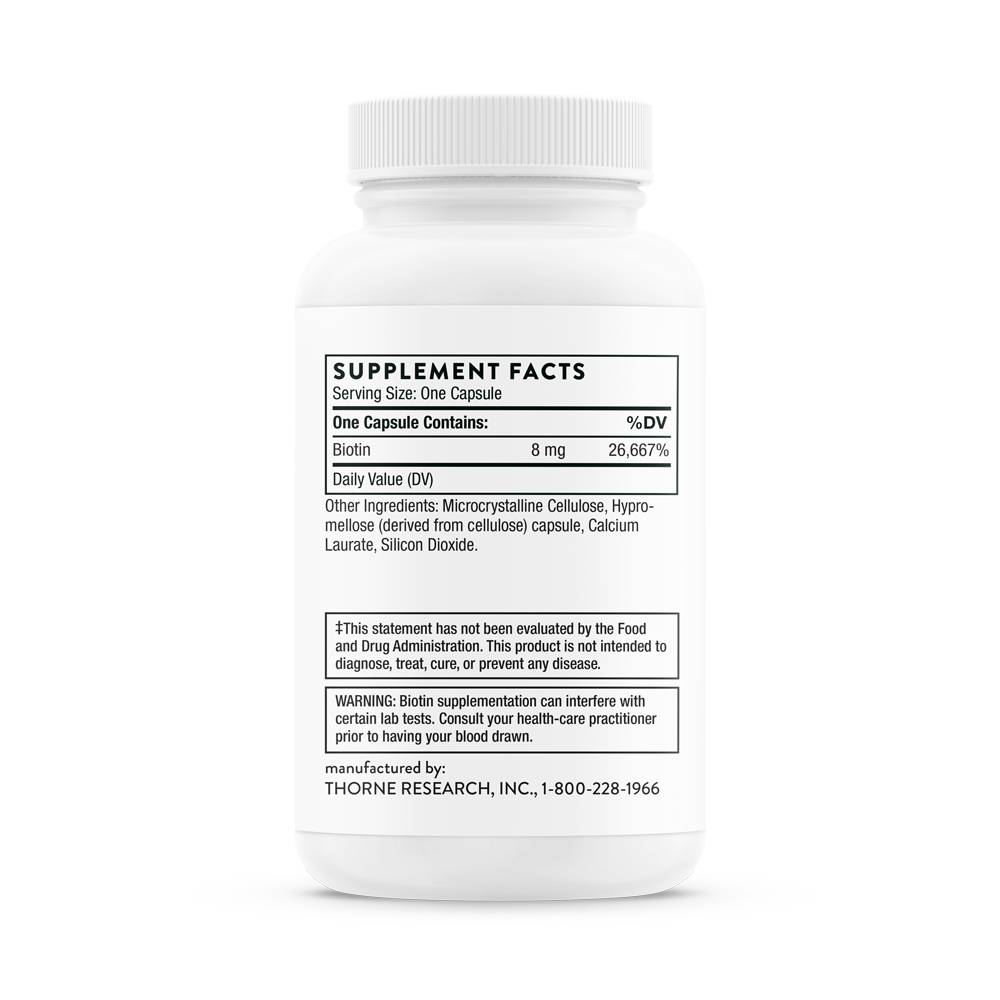 Biotin 8000mcg (8mg) 60 Capsules - Hair Growth, Skin & Nails Support Supplement for Women & Men - Vegan, Non-GMO | Daily Vitamin B7 for Healthy Hair Care Routine