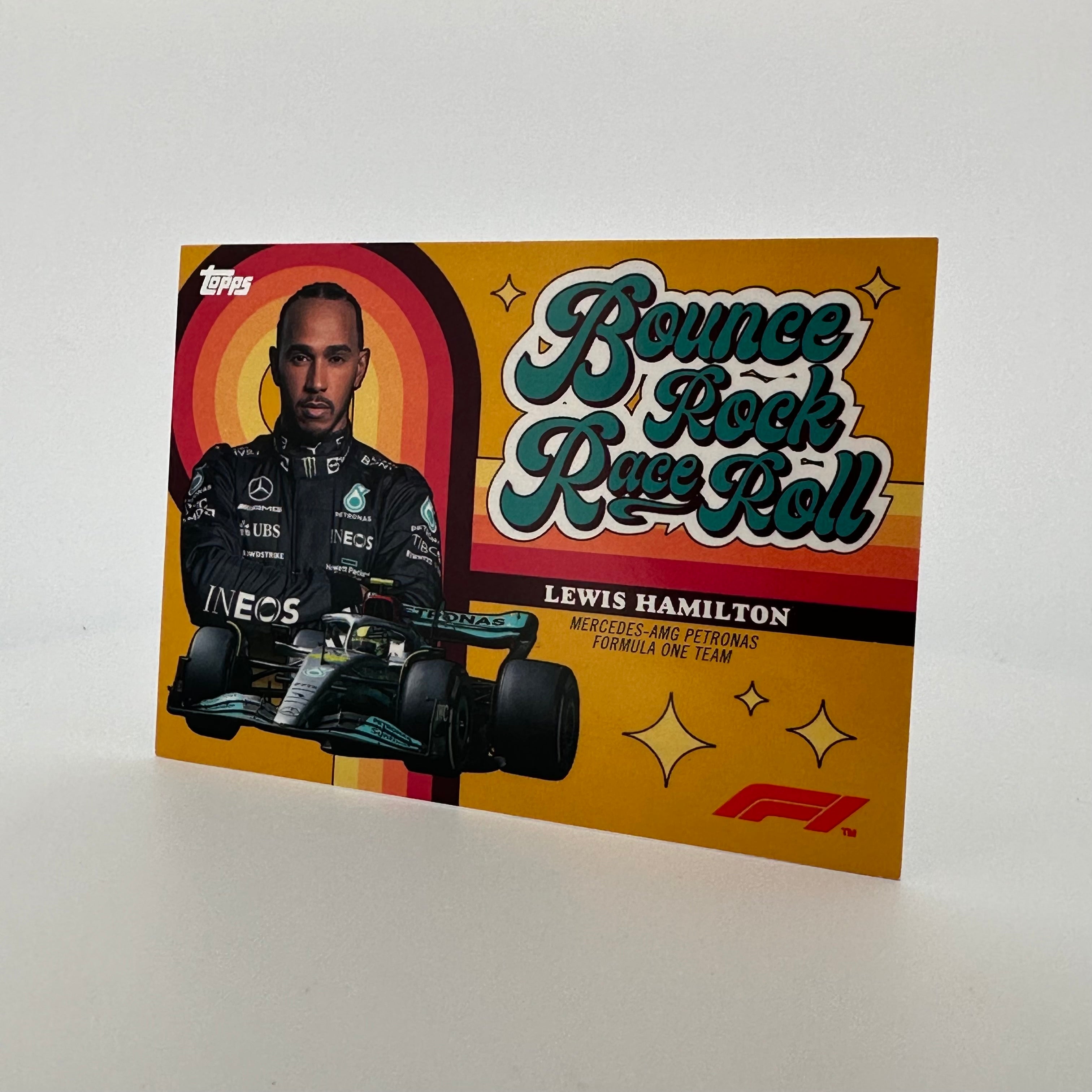 2022 Topps Formula 1 Lewis Hamilton 33/50 Gold Parallel Card - Bounce, Rock, Race, Roll - Perfect for F1 Collectors, Sports Memorabilia Enthusiasts & Racing Fans Display
