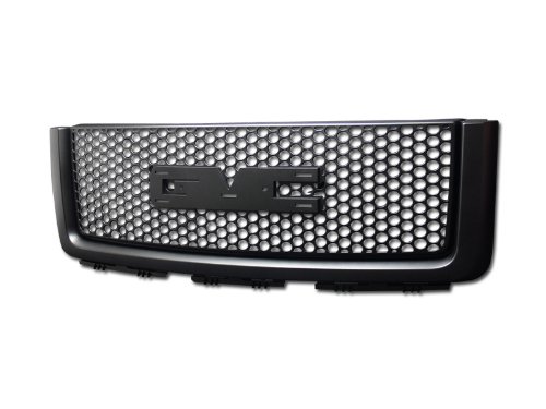 2007-2013 GMC Sierra Denali Black ABS Mesh Front Grille with Logo | Durable Hood Bumper Replacement | Upgrade Your Truck's Style for Off-Road & Daily Driving