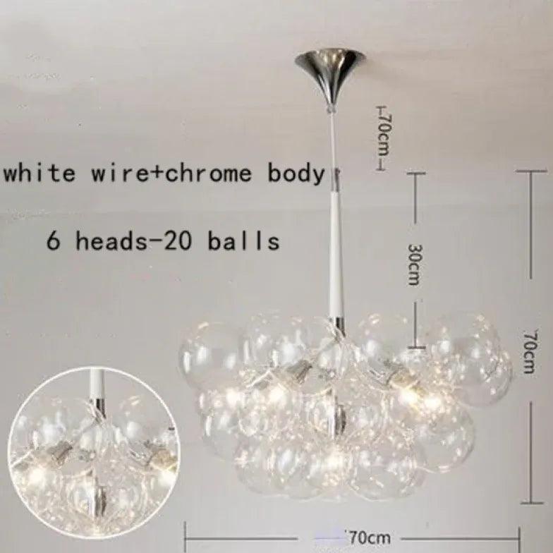 Elegant Transparent Glass Bubble Chandelier - Modern Artistic Lighting Fixture for Dining Room, Living Room & Bedroom Decor