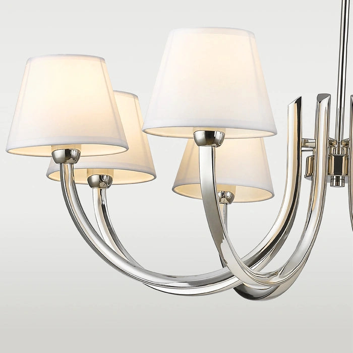 8-Light Multi-Arm Pendant Chandelier in Polished Nickel - Modern Ceiling Light Fixture for Dining Room, Kitchen Island & Living Room