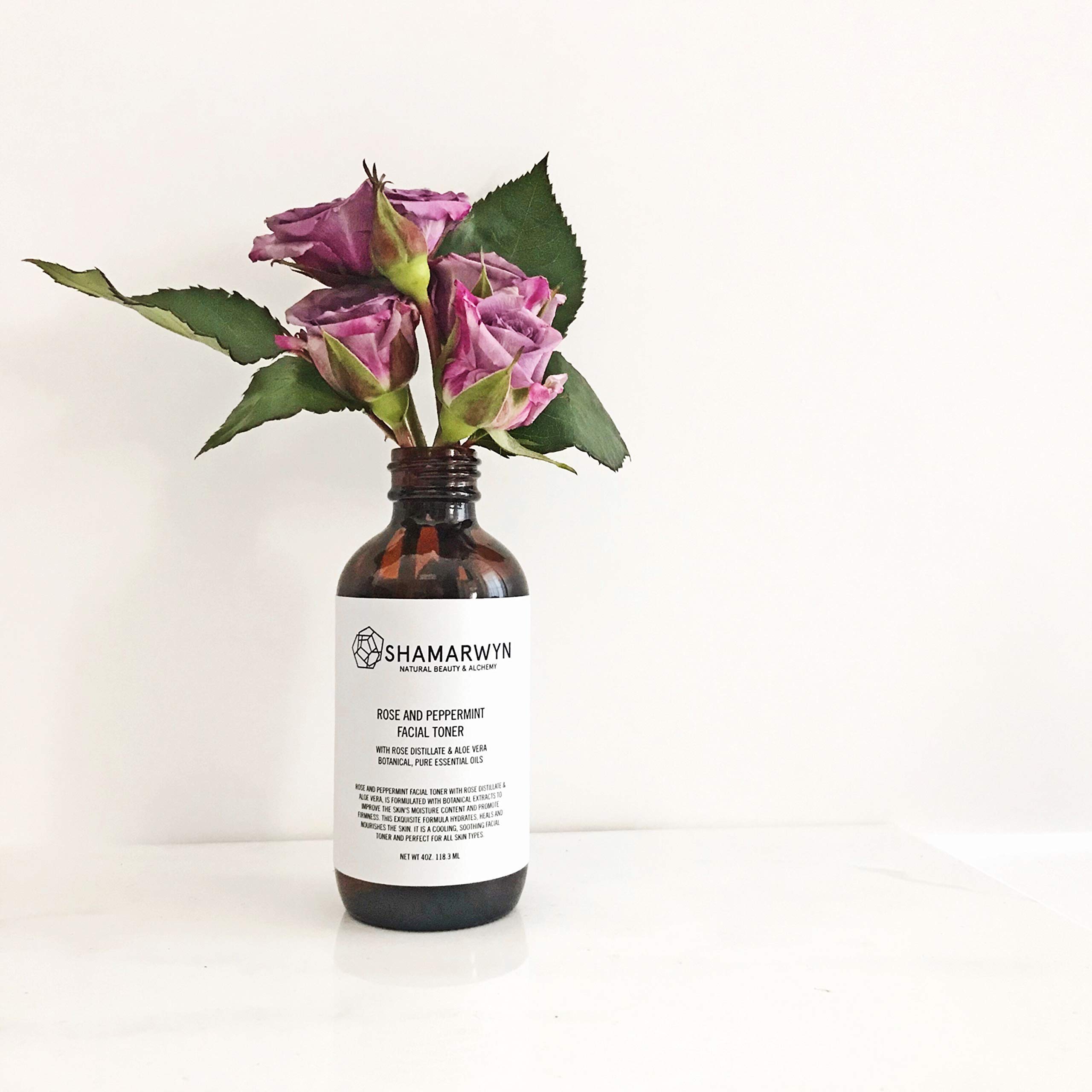 Organic Rose & Peppermint Facial Toner with Aloe Vera - Natural Brightening & Hydrating Skin Care for Glowing Complexion - Perfect for Daily Use & Sensitive Skin - 4oz
