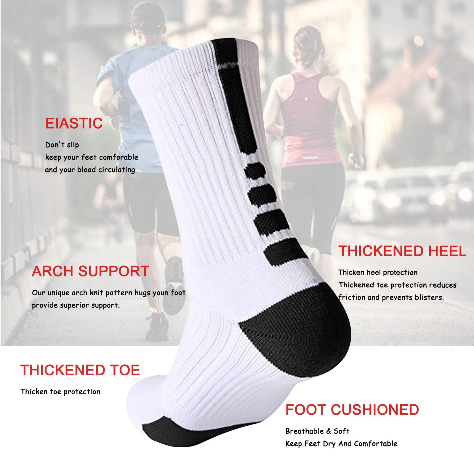 Men's & Women's Athletic Cushioned Compression Crew Basketball Socks - Breathable Workout Socks for Running, Sports & Gym - Perfect for Basketball, Tennis & High-Impact Activities