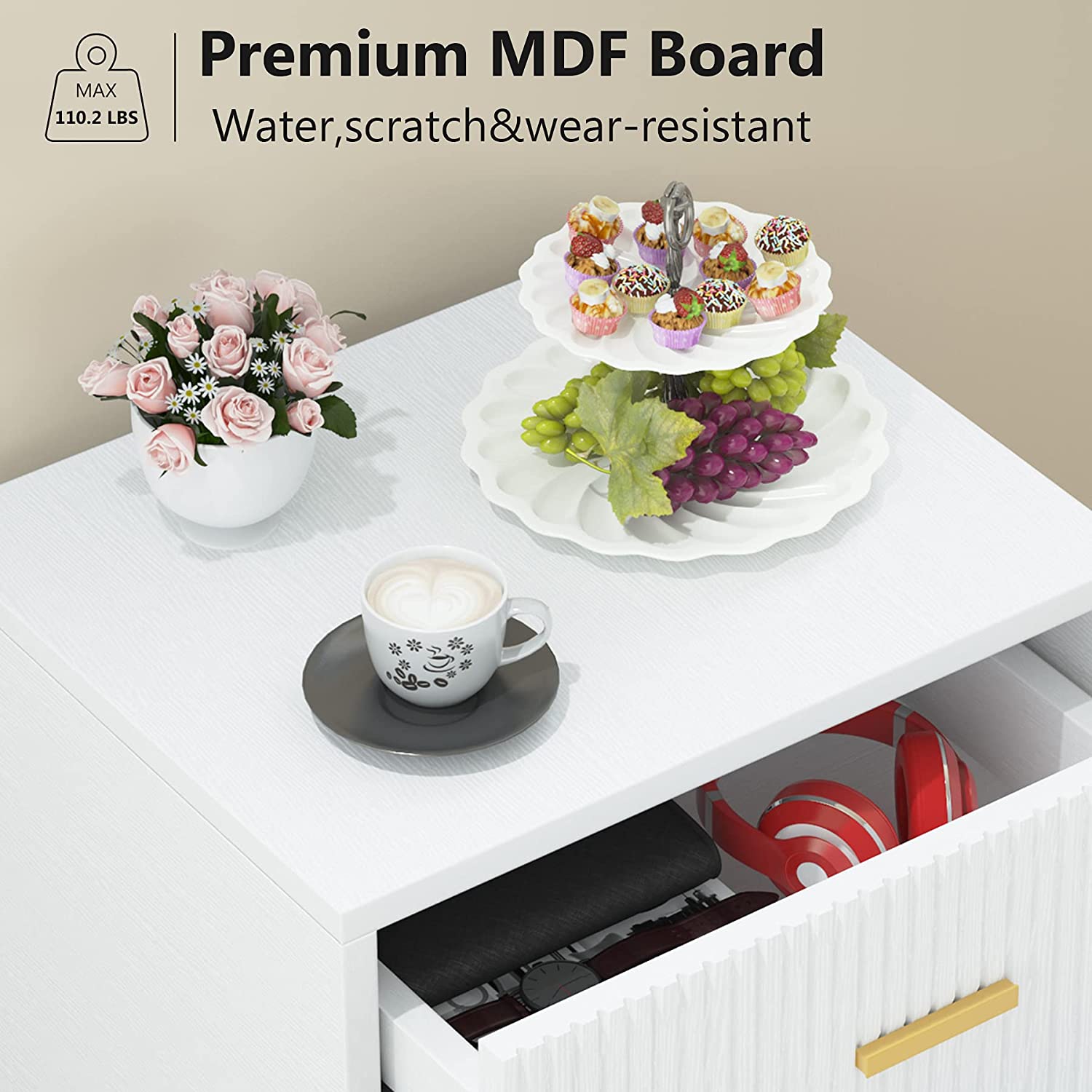 Modern 2-Drawer Nightstand with Storage - Stylish Bedside End Table for Bedroom, Living Room & Office Organization