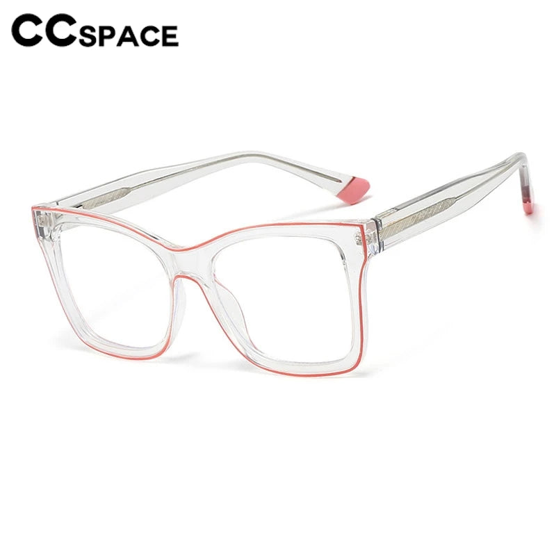 CCspace Women's Full Rim Square Cat Eye Polycarbonate Eyeglasses Frame - Lightweight & Durable for Work, Reading & Fashion (Style 301337)