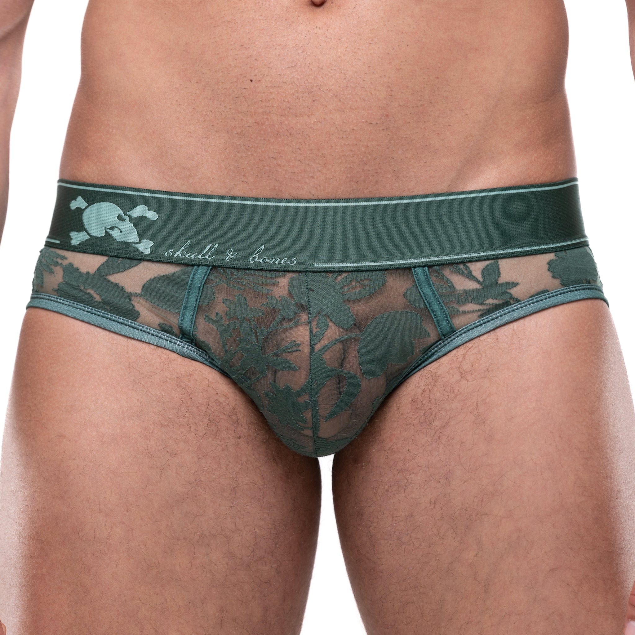 Dutch Floral Burnout Brief Green - Elegant Lace Underwear for Women | Comfortable & Breathable | Perfect for Daily Wear, Special Occasions & Bridal Lingerie