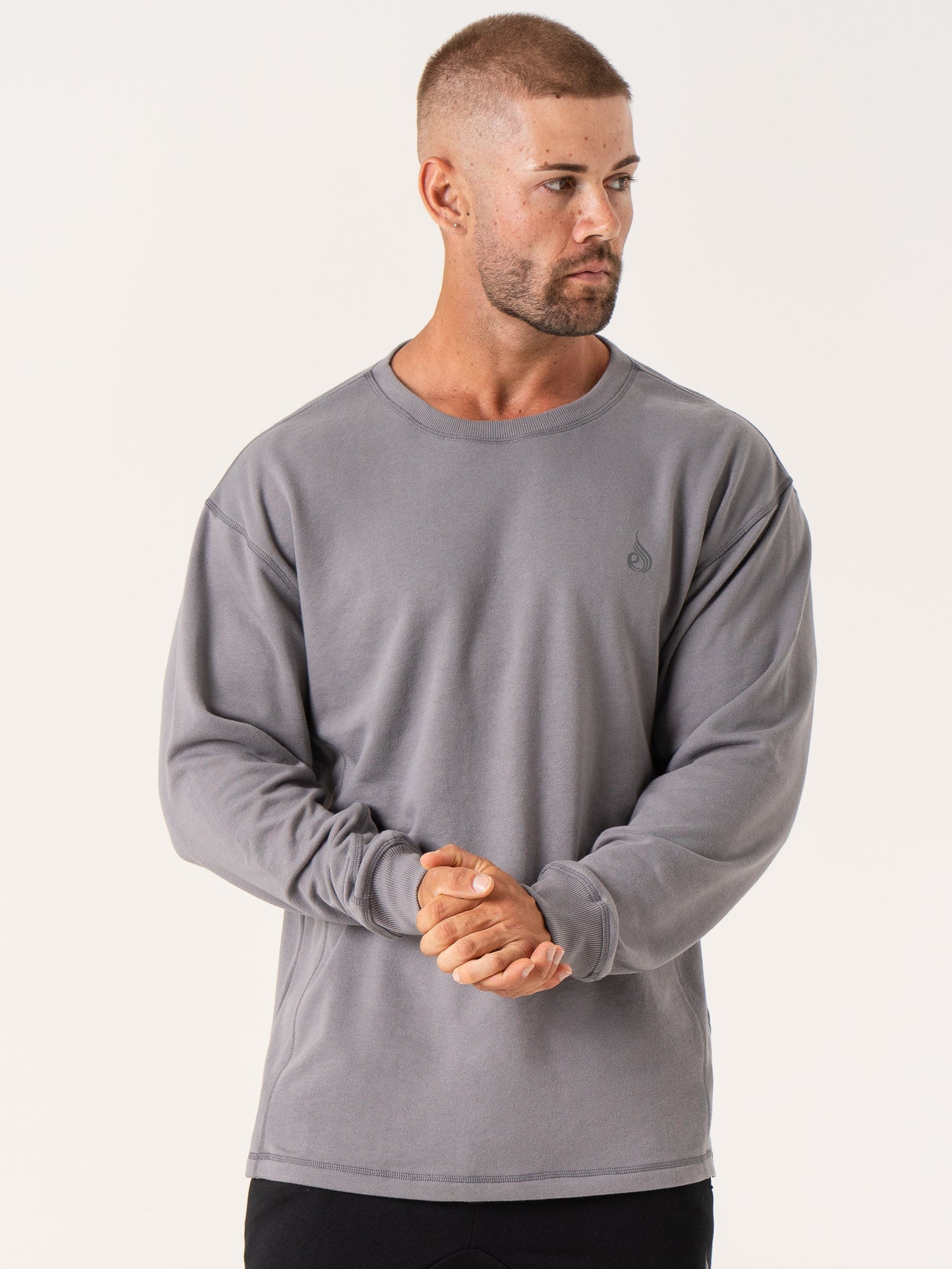 Force Crew Neck T-Shirt for Men - Soft Cotton Charcoal Gray Tee - Casual Wear, Gym & Everyday Outfits