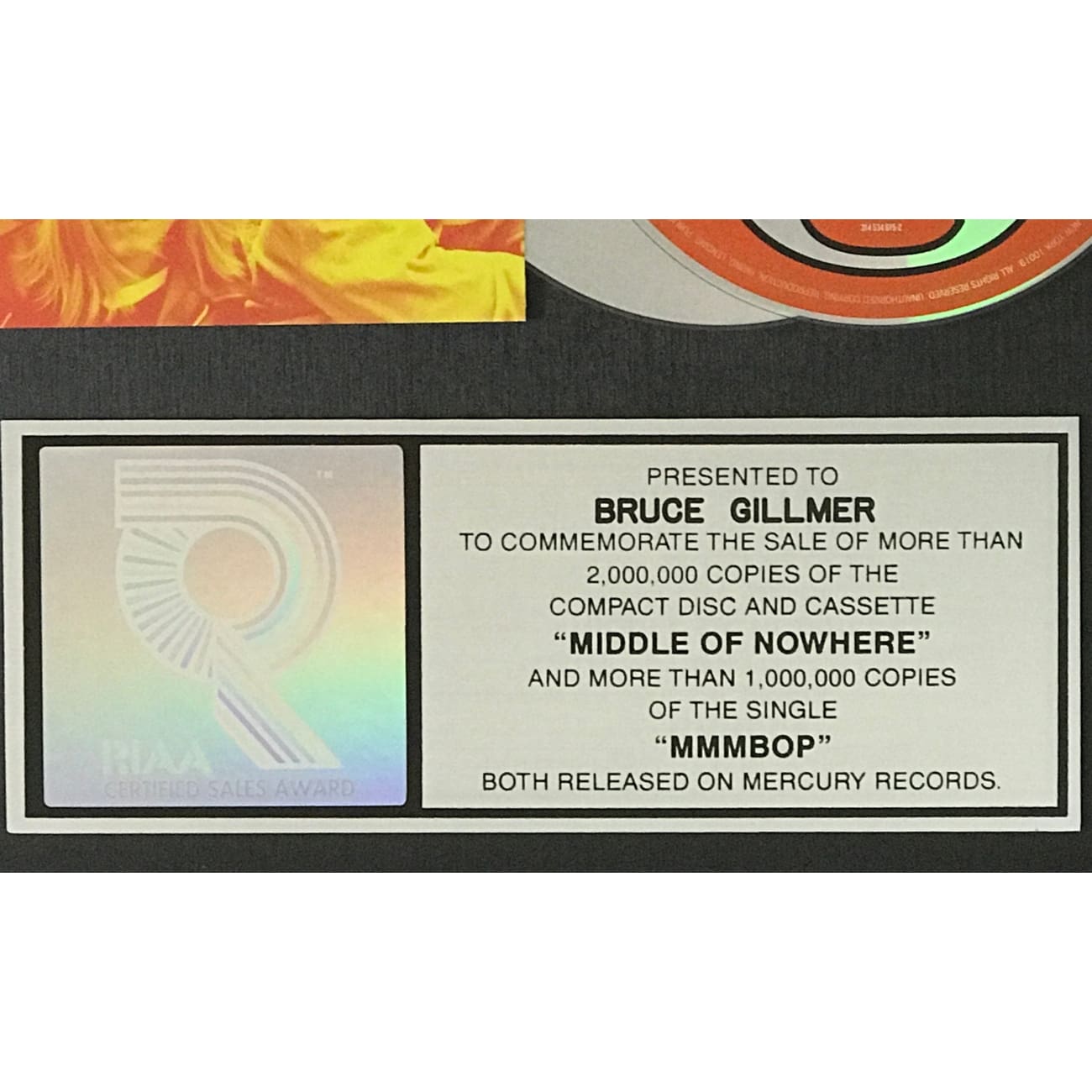 Hanson MMMBop & Middle Of Nowhere RIAA 2x Multi Platinum Combo Award - Perfect for Music Collectors, Fans, and Display in Home or Office