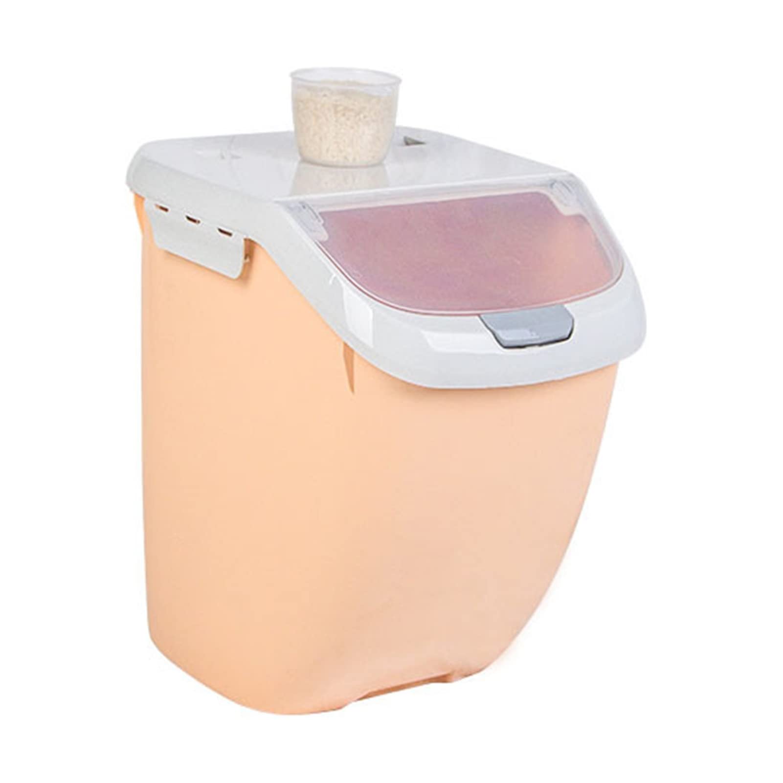 Stackable Rice Container with Hinged Lid - Large Airtight Food Storage Bin for Grains, Rice & Pet Food (Orange) | Perfect for Kitchen Pantry Organization & Bulk Food Storage