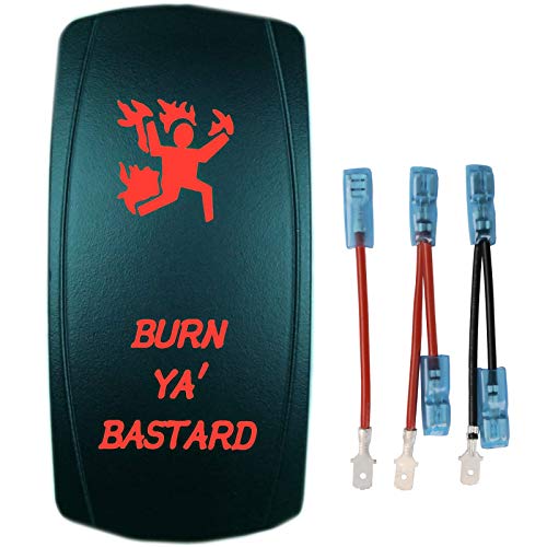 QUNQI STAR 5-Pin Laser Backlit Rocker Switch - 20A 12V On/Off LED Toggle Switch with Jumper Wires Set (Red) - Perfect for Car, Boat, RV & Off-Road Vehicle Lighting Systems