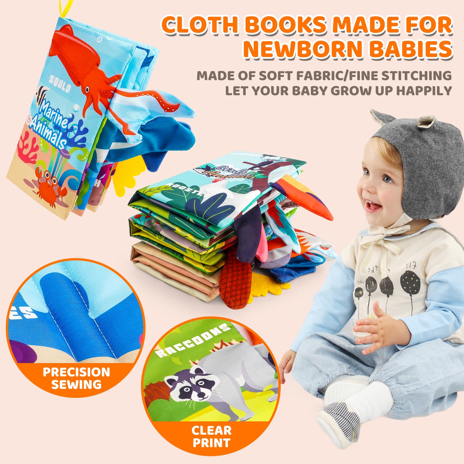 3PCS Soft Baby Bath Books - Crinkly Sensory Toys for 0-18 Months, Perfect for Tummy Time & Stroller Play