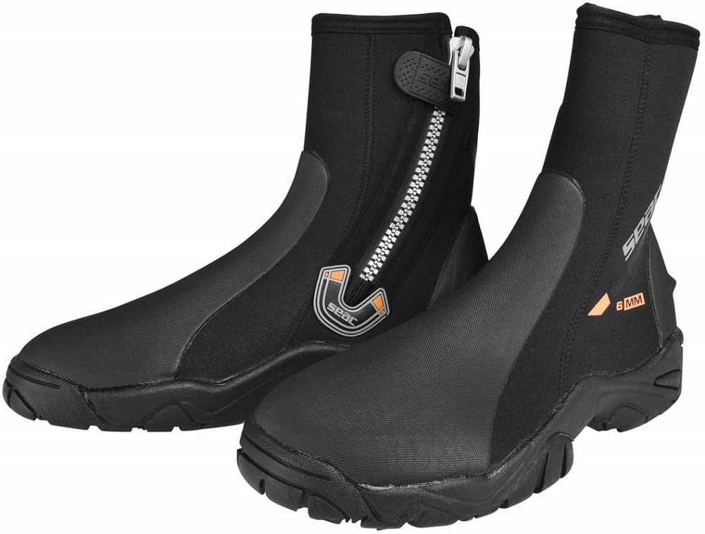 SEAC Pro HD 6mm Neoprene Wetsuit Boots with Side Zipper - Waterproof Scuba Diving Shoes for Men & Women - Perfect for Surfing, Kayaking, Snorkeling and Cold Water Activities